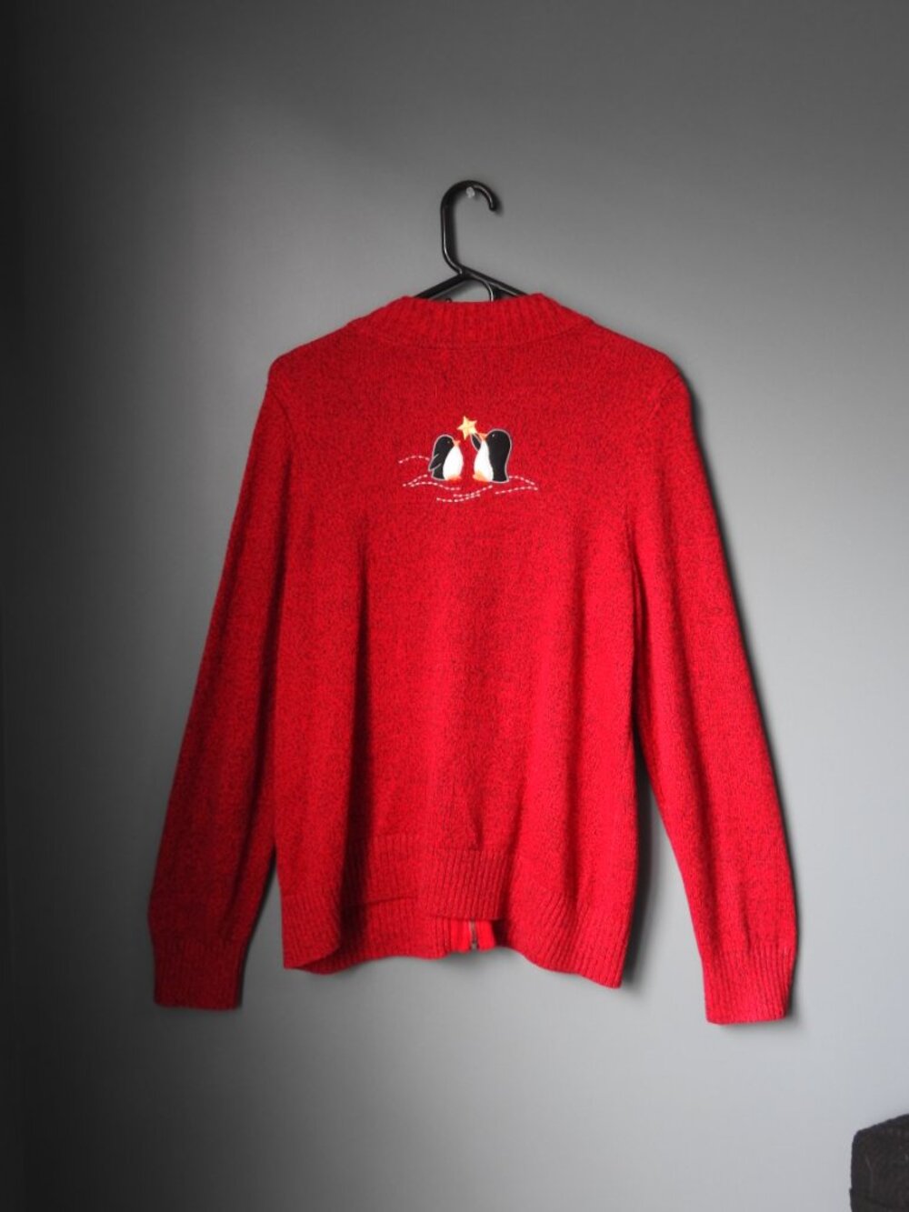Christopher & Banks Christmas Holiday Full Zip Knit Sweater Cardigan Large - Picture 7 of 8